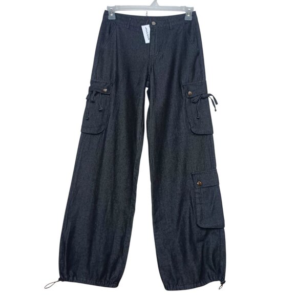 Pacsun Low Rise Jeans Cargo Baggy Dark Indigo Size SMALL New NWT - Picture 1 of 11